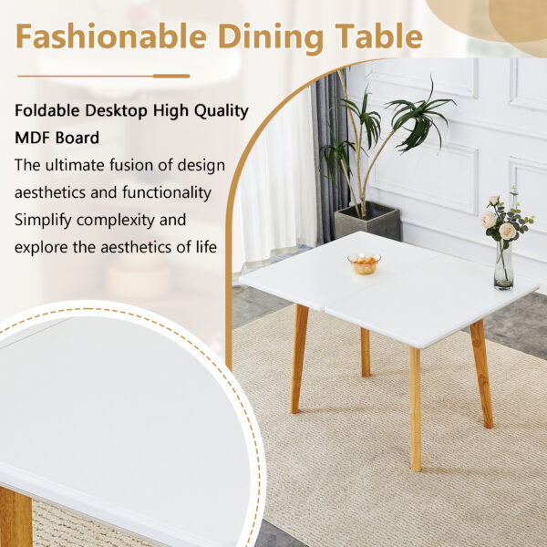1893329487524bb690549a2a110ed85a_29163955b0607773308e84e3f8333ae9 Table and chair set.White Sintered Stone Tabletop, Rubberwood Legs,Foldable Computer Desk, Foldable Desk.Paired With 4 Black Linen-Cotton Material High Resilience Dining Chair with Metal Leg.