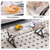 A coffee table is made of rock slab material, with a natural and smooth marble pattern on the surface, which complements the modern design of the black metal legs and adds a touch of fashion.47*23.6
