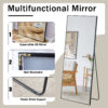 Fourth generation black solid wood frame full-length mirror, dressing mirror, bedroom porch, decorative mirror, clothing store, floor standing large mirror, wall mounted. 71 "* 31.4"