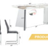 Table and chair set.63"x31.5x30" Luxurious Pandora patterned Sintered Stone Tabletop with Silver Stainless Steel Butterfly Legs.Paried With 4 Dark Gray High-quality PU Chairs With Arched Metal Legs.