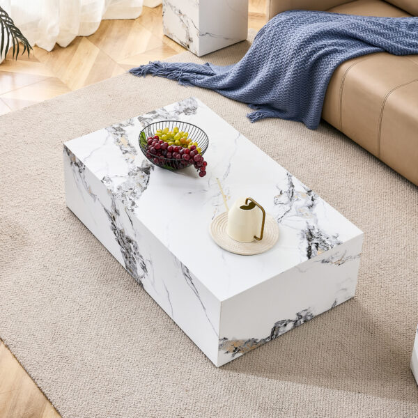 18fce613078d461f873788f123df60fb_20230822_986f5c34144d477d66534c7e16f6e800 Modern MDF Coffee Table with Marble Pattern - 39.37x23.62x11.81 inches - Stylish and Durable Design W1151119518