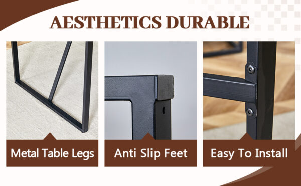 1909fb4805a64eb88085c91d59926feb_5cea1c9c29865a160877cf338eb60bc2 Industrial rectangular MDF black dining table for 4-6 people with 1.5 inch thick MDF top and black metal legs for work desk, kitchen, terrace, dining room.55*31.4