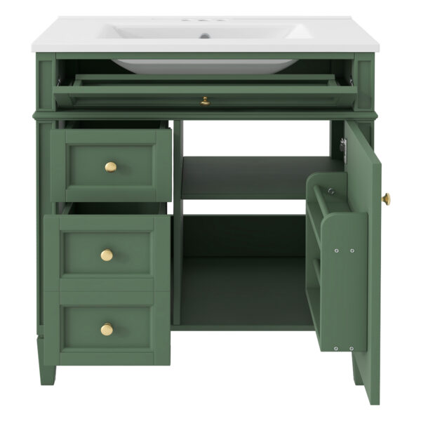 30'' Bathroom Vanity with Top Sink, Modern Bathroom Storage Cabinet with 2 Drawers and a Tip-out Drawer, Single Sink Bathroom Vanity