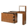 Vanity Desk with Mirror and Lights, Makeup Vanity Table with Flip-Top Tabletop and Storage 7 Drawers, 9 Compartments, 3 Shelves, 3 Color Modes Adjustable Makeup Table for Bedroom, Walnut