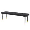 59*17 Inch Multifunctional Black Shoe Bench - Faux PU Cushion, Sturdy Metal Legs With Gold Accents.Suitable For Bedroom,Fitting room, Storage room, Dining room, and Living room,etc.