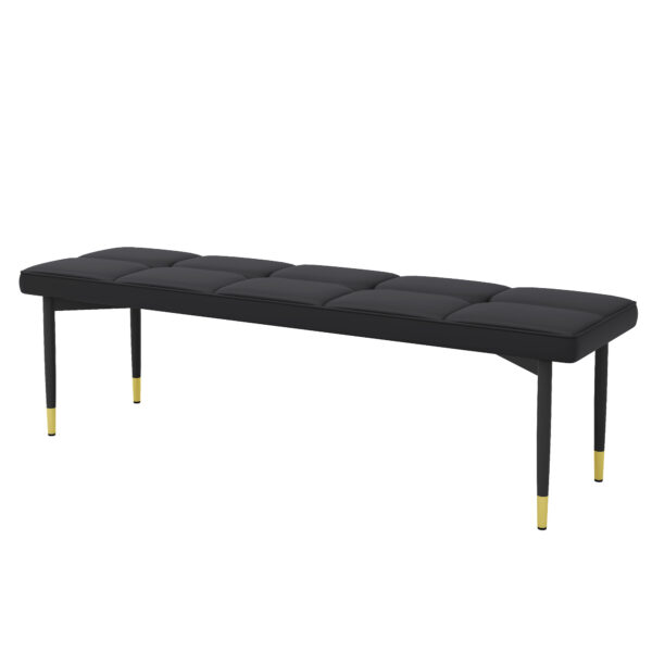 197a49e2986a4e51baf4aabcad9ebe88_cae06ba9c44855e0b8f81221704db396 59*17 Inch Multifunctional Black Shoe Bench - Faux PU Cushion, Sturdy Metal Legs With Gold Accents.Suitable For Bedroom,Fitting room, Storage room, Dining room, and Living room,etc.