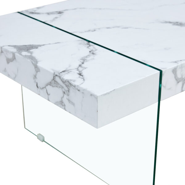 19a1167223d54f6989f775fc467961d3_e2ffa0c732e7fe7e49672fa6f73c61d6 43.3"x23.6" White Marble-Patterned MDF Coffee Table with Tempered glass legs.Suitable for Living Room.It can be used not only as a coffee table but also as a side table or display stand.