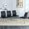 Four black dining chairs. Modern chairs from the Middle Ages. Made of PU material cushion and silver metal legs. Suitable for restaurants and living rooms C-009