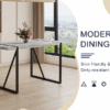 A minimalist retro rectangular dining table with a specially textured top and black metal legs.Contemporary Minimalist MDF Gray Textured Tabletop.Able To Give People A Visual Beauty With Rules.