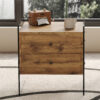 Double-drawer bedside table. The board surface is MDF sticker, and both sides are transparent tempered glass. The design is simple and elegant, with excellent storage functions.