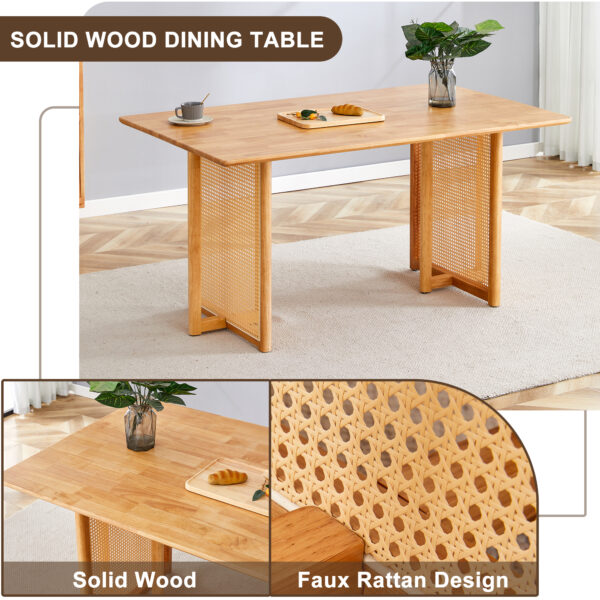 1a035dc3aecf408eb2d08a9926c1f6b9_ed8b7fc98d6dc20f8be7906a1c0622b7 Chinese country retro solid wood dining table, simple modern imitation rattan dining table, wooden dining table.Suitable for dining room, living room, office.Natural Style Solid Wood Dining Table.