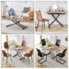 Modern minimalist multifunctional lifting table, with a 0.8-inch wood grain process sticker desktop and black metal legs, can be used as a dressing table, coffee table, dining table, and office table