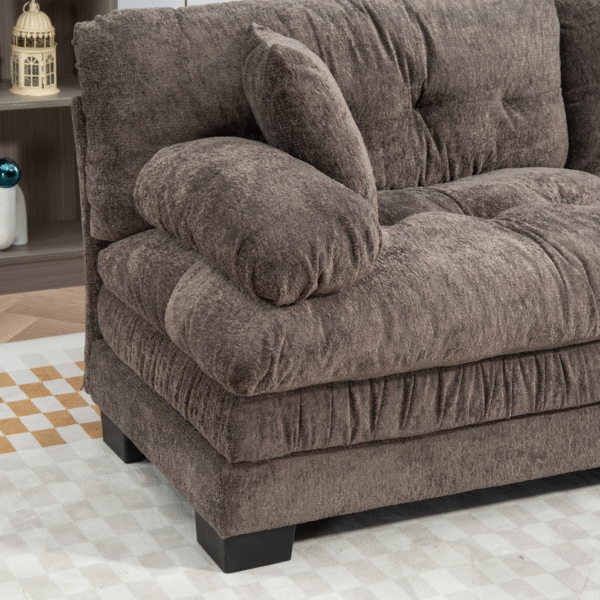 Two-seat Sectional Sofa Modular Deep Seat Sofa Couch Chenille Sofa Sleeper Comfy Upholstered Furniture for Living Room Apartment Studio Office-Gray