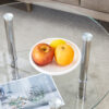 Contemporary Minimalist Double Layer Tempered Glass Coffee Table - 27.5" Top and 23.6" Bottom.Reinforced Glass Tabletop,Stainless Steel Silver Plated Legs.