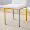 Luxury Simple Chair - Set of 4 White PU Material High Resilience Dining Chair with Metal Gold Leg.The Chair Back Has a Vertical Stripe Design With Smooth And Uniform Lines.