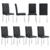 8 piece set of black armless dining chairs brings a touch of elegance and mystery to the dining area with its deep black tone,The grid and buckle design of the back add a vintage yet fashionable touch