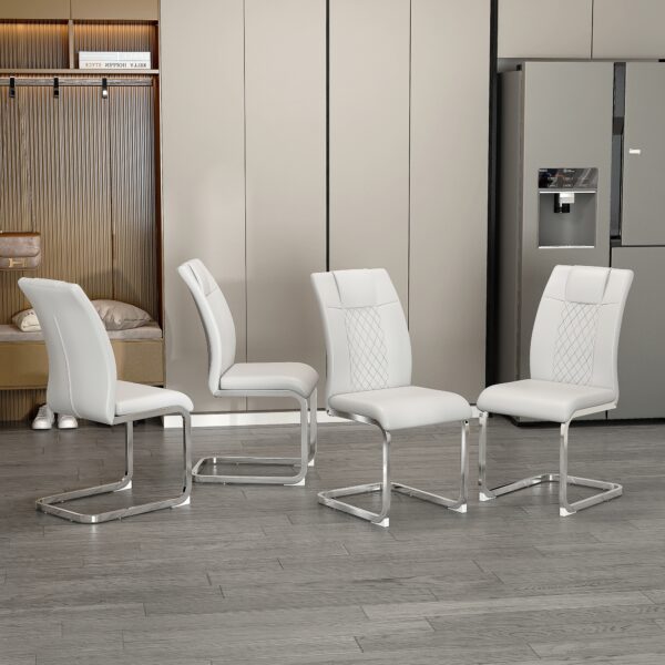 1a7b9eefc24d4ee28e80a79b571f6f2b_20221007_eb3b2352f7a6522a193b1a2d14d0fe73 Modern Dining Chairs with Faux Leather Padded Seat Dining Living Room Chairs Upholstered Chair with Metal Legs Design for Kitchen, Living, Bedroom, Dining Room Side Chairs Set of 4 (White+PU )C-001