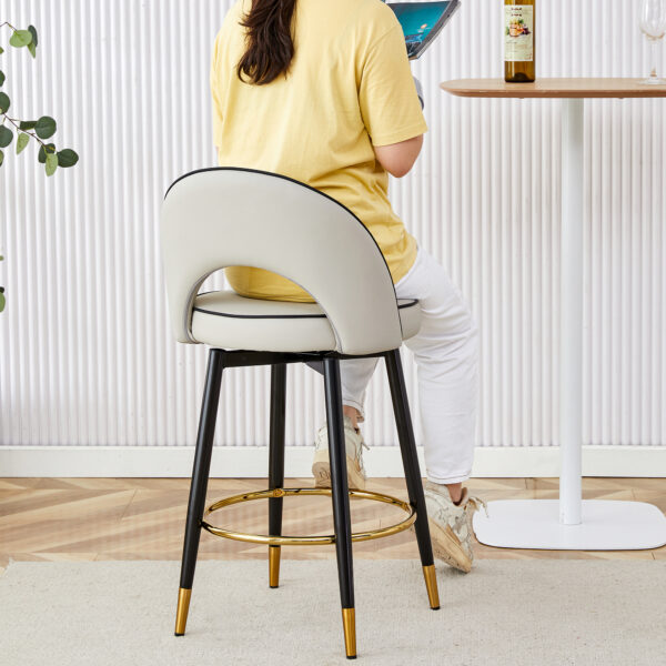 1a9204a515564df3b5279b3625cad3ca_25e30caeba4a23b7a6998ed5da8417f8 360 ° rotatable bar chair.Modern PU comfortable upholstered bar chair with smooth and beautiful black metal legs for dining room, kitchen, terrace and guest office chair.Set Of
2.W1151P153940