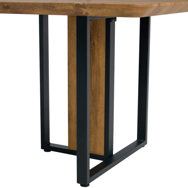 1ab4ee27fa414b12bc3d42510ca8b72d_d811b7e0b81a02858b5c5ee4a8500aff Table and chair set.67"x36" Wood-Textured MDF Dining Table Set with 4 Brown Fabric Chairs.MDF sticker,Wood colored texture sticker,Black C-tube dining chair legs,Suitable for kitchen,Dining room,etc.