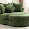 Orisfur. 360° Swivel Accent Barrel Chair with Storage Ottoman & 4 Pillows, Modern Chenille Leisure Chair Round Accent for Living Room, Green