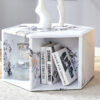 Hexagonal MDF coffee table, characteristic pattern stickers, multi-hole design to give more storage space, simple and convenient design makes it suitable for all kinds of style scenes.