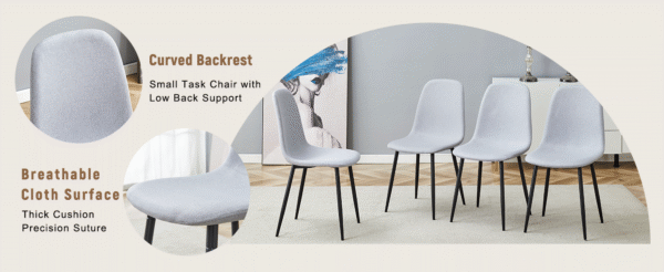 Table and chair set.71*35.4 inch Wooden And Black Spliced Dining Table With Storage Function In The Middle Of The Table Legs.Paired With 8 Light Gray Linen Fabric Chairs.