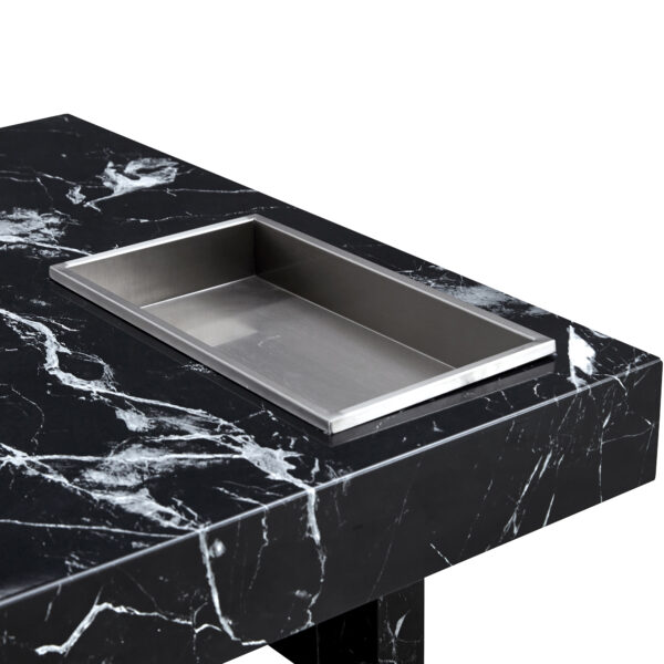 A modern and practical coffee table made of MDF material with black patterns. The fusion of elegance and natural fashion  31.4"*31.4"*12"