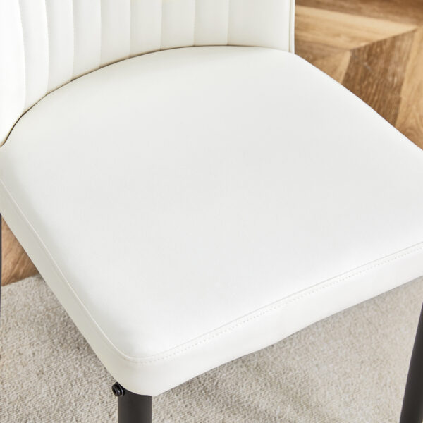1b109e2e7d8645d7b341b356e52a8411_59e489b13c80fab81ec2152ffc56e70c 4 Dining Chair Set, White Dining Chair Set, PU Material High Back Seat and Sturdy Black Leg Chair for Dining Room, Kitchen and Living Room c-010