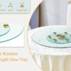 Double layer rotatable round glass.The rotatable design makes it more convenient to retrieve and place items.The upper glass has a diameter of 30.3 inches, while the lower glass15 inches.