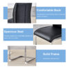 Luxury Simple Arch Chair - Set of 4 Black PU Material High Resilience Dining Chair with Arched Metal Silver Leg.