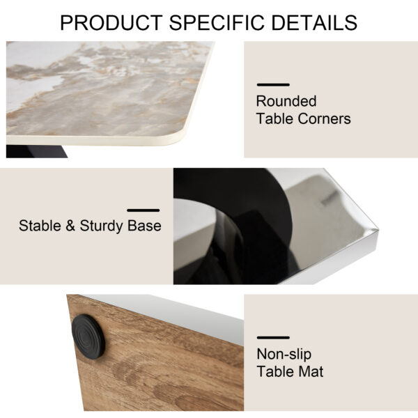 1b34d5b3b40443059b0b75c5ac9aa861_4b5770ab76026363430413d47c5374b1 Large modern minimalist rectangular dining table suitable for 6-8 people, Equipped with a 0.4 inch pattern desktop, MDF material OC shaped bracket, and metal base F-OC