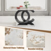 Table and chair set.63*31.5 Inch Pandora Pattern Sintered Stone Dining Table Set,MDF material OC shaped bracket,Paired With 2 Benches,A Choice of Subtle Luxury for Modern Homes.