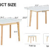 White sintered stone tabletop with rubber wooden legs, foldable computer desk, foldable office desk, suitable for restaurants, living rooms, terraces, kitchens