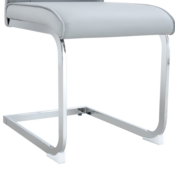 1bd2fa47193c49b5a901af3700c43031_32d44a38504a6645fa971527de1e3469 Luxury Simple Arch Chair - Set of 6 Light Gray PU Material High Resilience Dining Chair with Arched Metal Silver Leg.