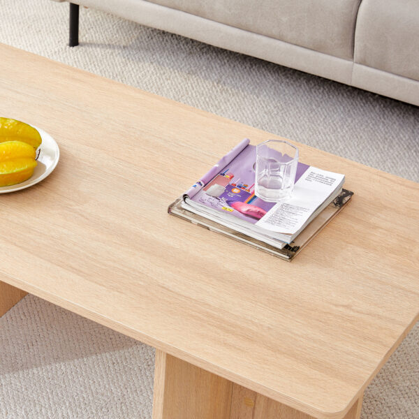 A modern and practical wood colored coffee table. The coffee table is made of medium density fiberboard material and is suitable for living rooms, bedrooms, and study rooms. CT-2O