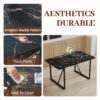 Industrial rectangular MDF black dining table for 4-6 people with 1.5 inch thick MDF top and black metal legs for work desk, kitchen, terrace, dining room.55*31.4
