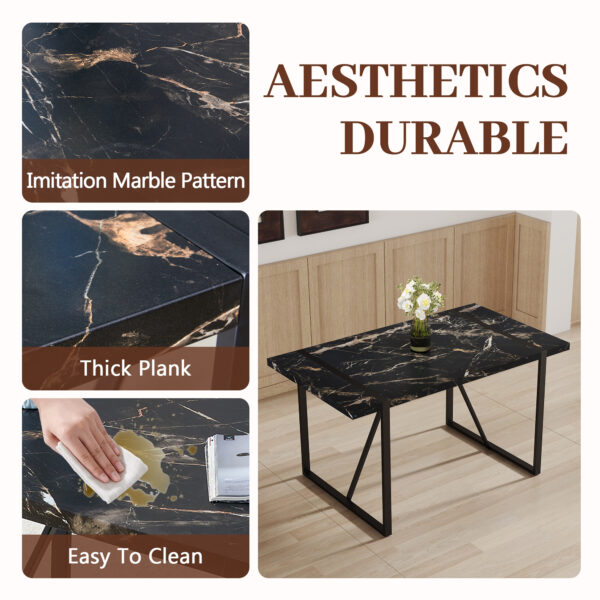 1c3008def3434cd8be61b09ca6218fbd_818c1b9c7f31552540f24a999b2b6214 Industrial rectangular MDF black dining table for 4-6 people with 1.5 inch thick MDF top and black metal legs for work desk, kitchen, terrace, dining room.55*31.4
