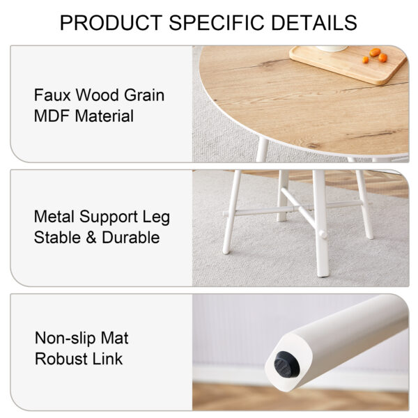 1c62f7d445ec4234a958795ca94ee4b5_32492c56652f1eed6949d5d403ecbae9 Table and chair set, MDF desktop, white metal table legs, stable and beautiful, suitable for most styles of home. Modern simple dining table, comfortable seating.
