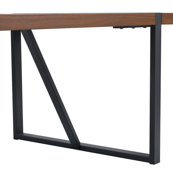 1c79ddc4984c44bfb5c49457c4dbb995_6b596bf90333c2b1e9c86e0ed2b2b4c0 Table and chair set.Industrial Style Walnut-Colored Rectangular Dining Table - 71"x39.3" Large Size.Paired with 8 Brown Suede Chairs.Brown armless dining chair,Suitable for kitchen,Dining room,etc.