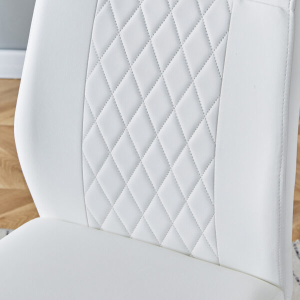 Modern Dining Chairs with Faux Leather Padded Seat Dining Living Room Chairs Upholstered Chair with Metal Legs Design for Kitchen, Living, Bedroom, Dining Room Side Chairs Set of 6 (White+PU )C-001