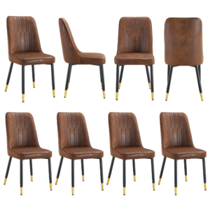 Brown Suede-like Velvet Dining Chair Set (Eight Pieces)Black Metal legs,dinning chairs,brown.Bring a comfortable home experience to the kitchen, bedroom, and office.W1151P211985