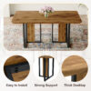 Table and chair set.67"x36" Wood-Textured MDF Dining Table Set with 6 Brown Fabric Chairs.MDF sticker,Wood colored texture sticker,Black C-tube dining chair legs,Suitable for kitchen,Dining room,etc.