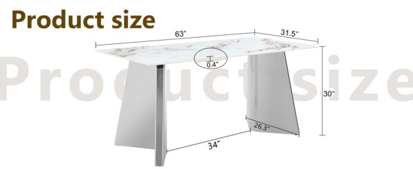 1d146a269b1e49f387ea273ab1915ffb_32797c076c6da6040fb52bab1ab558be 63"x31.5x30" Luxurious Cold Jade Sintered Stone Dining Table with Silver Stainless Steel Butterfly Legs.The tabletop is designed to be scratch and heat resistant.Sintered Stone Tabletop.
