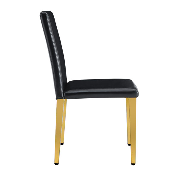 1d2ee080882f44fa9b792b728740b4a7_0d3c2a0f371562895ef676281e01390b Two Black PU dining chairs, Golden Metal Legs.Simple and versatile, comfortable and accompanied. Exquisite and versatile dining chairs unlock a comfortable new experience.(Set of 2)