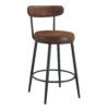 Fashionable and Comfortable - Two Sets Of Rrgonomic High Leg Bar Chairs, With Brown Technology Fabric Cushions That Are Soft And Comfortable,Black Metal Legs. The Total Height is 35.5 Inches.