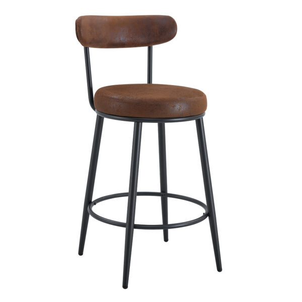 1d3fa1eb08854da49bf5964770a04aba_e2002df6c745e1c5624f465d43adca32 Fashionable and Comfortable - Two Sets Of Rrgonomic High Leg Bar Chairs, With Brown Technology Fabric Cushions That Are Soft And Comfortable,Black Metal Legs. The Total Height is 35.5 Inches.