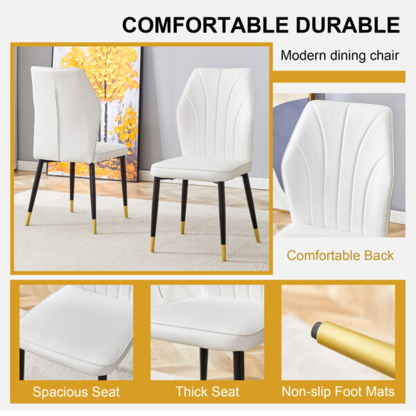1d4389f780d74db3865358629ae5b172_d50534c217a880d29787b28e8ee846e4 4 modern dining chairs with stylish PU patterned backrest and black metal legs for a comfortable home experience in the kitchen, bedroom and office.