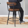 Fashionable and Comfortable - Two Sets Of Rrgonomic High Leg Bar Chairs, With Brown Technology Fabric Cushions That Are Soft And Comfortable,Black Metal Legs. The Total Height is 35.5 Inches.