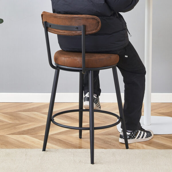 1d72c7b74b9044bda7d2cf6125e92adc_c3dcdc87307758eb7d3a57674de3b75e Fashionable and Comfortable - Two Sets Of Rrgonomic High Leg Bar Chairs, With Brown Technology Fabric Cushions That Are Soft And Comfortable,Black Metal Legs. The Total Height is 35.5 Inches.