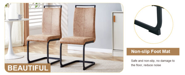 1d82f0fa2eef4d0ab7c9d06c6de123ff_02068d6d1d6dce17322ff6937639b7f9 Table and chair set. A minimalist retro rectangular dining table with a specially textured top and black metal legs, paired with 6 soft chairs and black metal legs, showcases a beautiful home style.